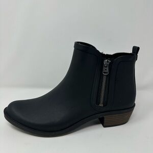LUCKY BRAND Basel Rain Women’s Black Ankle Rubber Boot Size 10